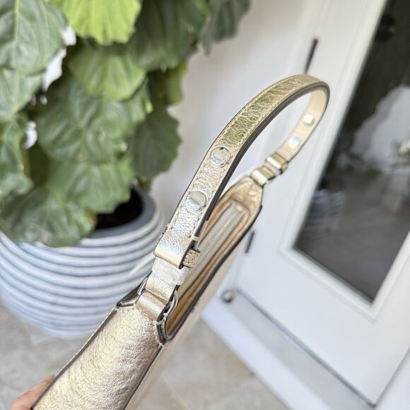 Tory Burch 159158 Emerson Metallic White Gold Refined Leather Shoulder Handbag - Picture 7 of 16